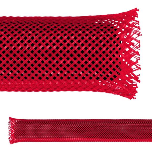 3" Expandable Wire Sleeve – 25ft Red PET Braided Cable Organizer - Picture 1 of 2